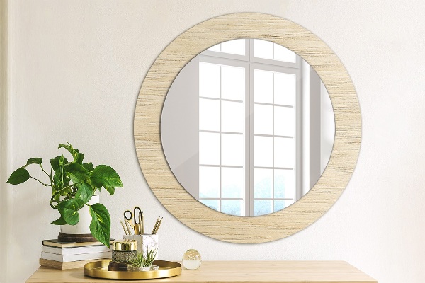 Bedrukte ronde spiegel Licht hout