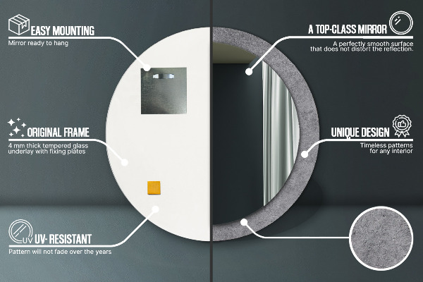 Ronde wandspiegel met print Betonnen textuur