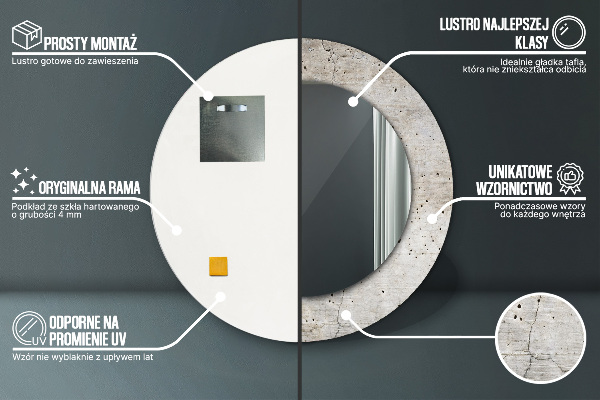 Ronde spiegel met decoratie Grijs beton