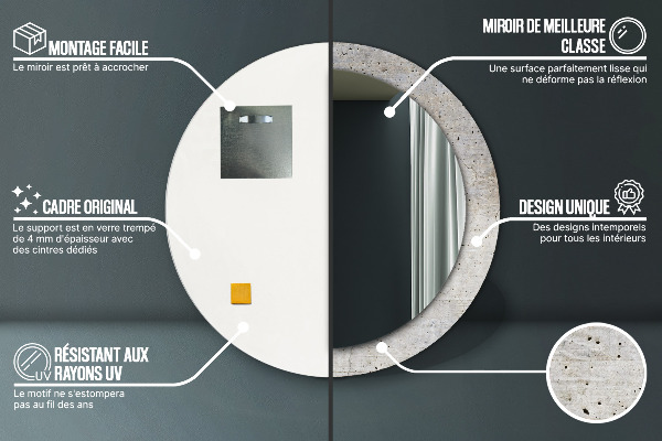 Ronde spiegel met decoratie Grijs beton