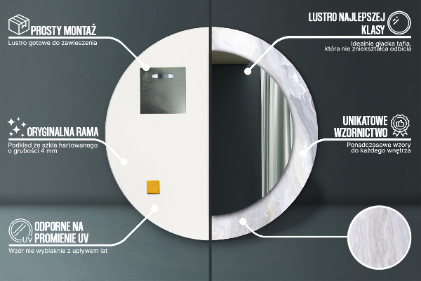 Bedrukte ronde spiegel Abstract marmer