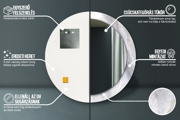 Bedrukte ronde spiegel Abstract marmer