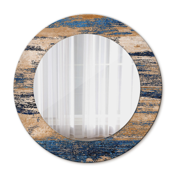 Ronde spiegel met decoratie Abstract hout