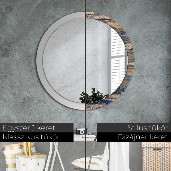 Ronde spiegel met decoratie Abstract hout