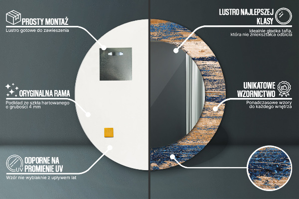 Ronde spiegel met decoratie Abstract hout