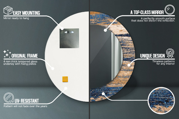 Ronde spiegel met decoratie Abstract hout