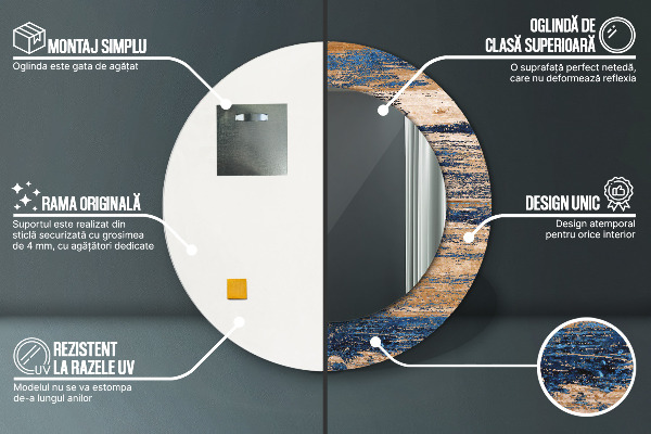 Ronde spiegel met decoratie Abstract hout