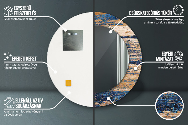 Ronde spiegel met decoratie Abstract hout