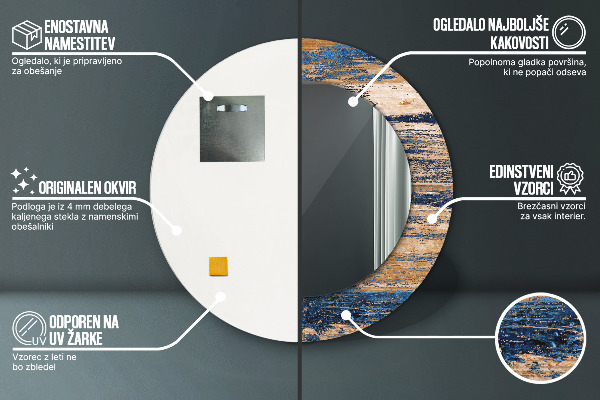 Ronde spiegel met decoratie Abstract hout