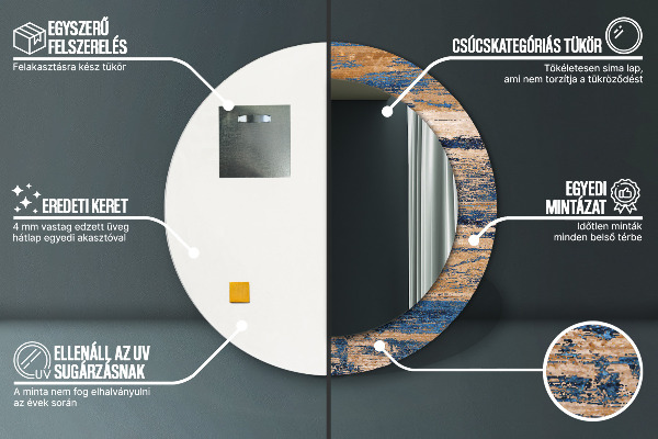 Ronde spiegel met decoratie Abstract hout