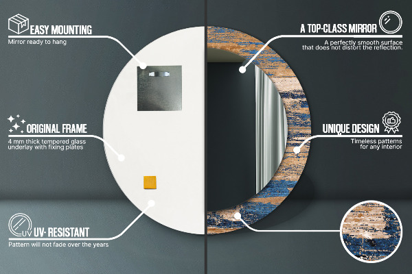 Ronde spiegel met decoratie Abstract hout