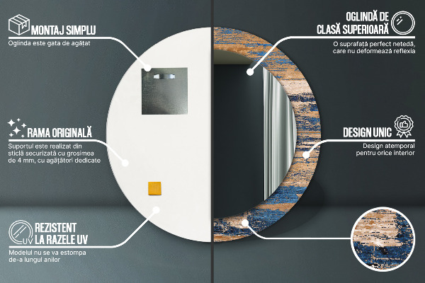 Ronde spiegel met decoratie Abstract hout