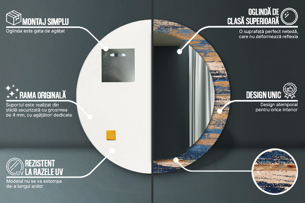 Ronde spiegel met decoratie Abstract hout