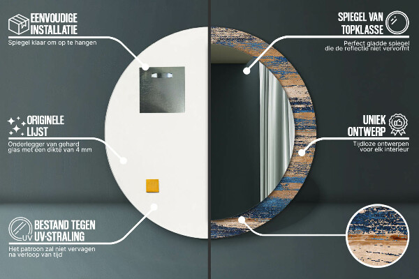 Ronde spiegel met decoratie Abstract hout