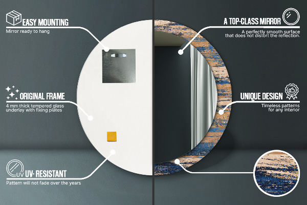 Ronde spiegel met decoratie Abstract hout