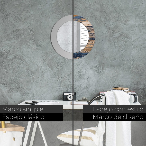 Ronde spiegel met decoratie Abstract hout