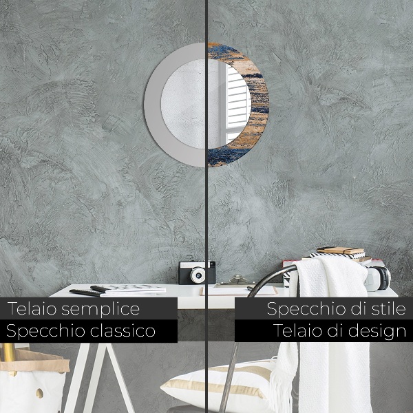 Ronde spiegel met decoratie Abstract hout