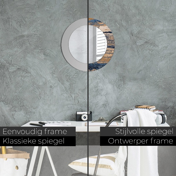 Ronde spiegel met decoratie Abstract hout