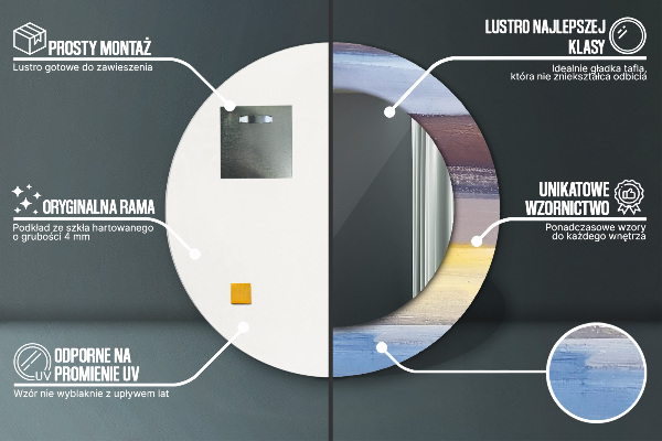 Bedrukte ronde spiegel Abstract beeld