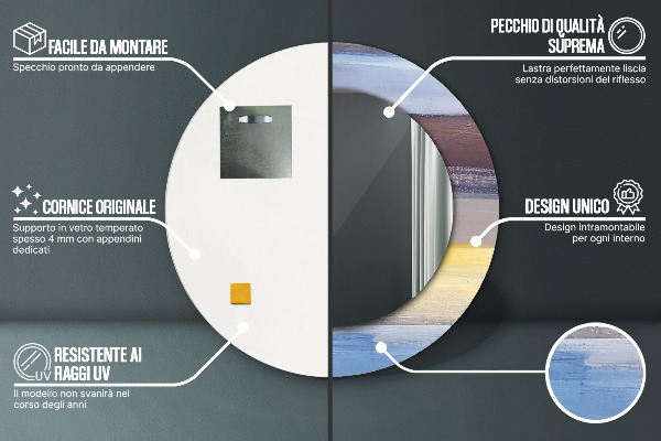 Bedrukte ronde spiegel Abstract beeld