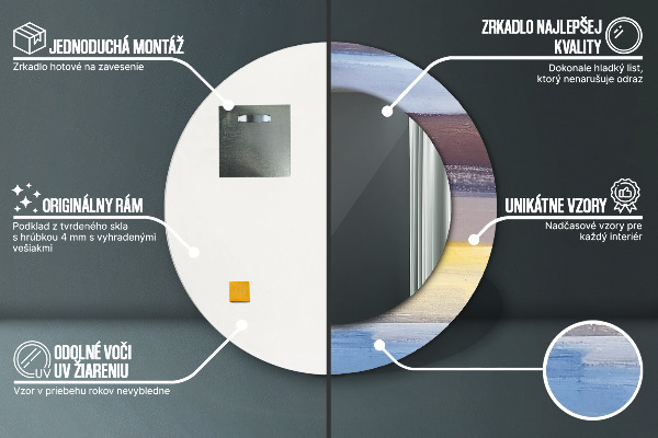 Bedrukte ronde spiegel Abstract beeld