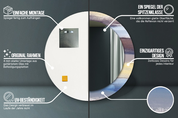 Bedrukte ronde spiegel Abstract beeld