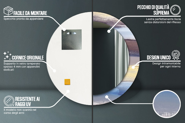 Bedrukte ronde spiegel Abstract beeld