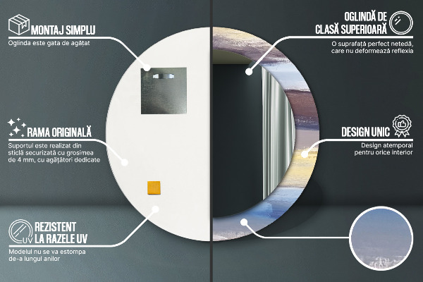 Bedrukte ronde spiegel Abstract beeld