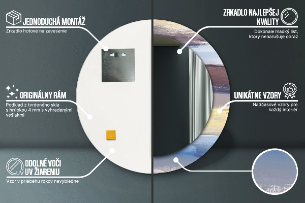 Bedrukte ronde spiegel Abstract beeld