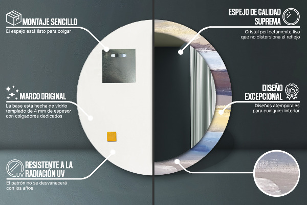 Bedrukte ronde spiegel Abstract beeld