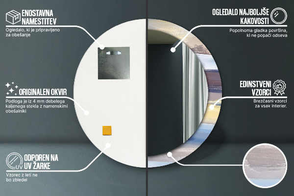 Bedrukte ronde spiegel Abstract beeld