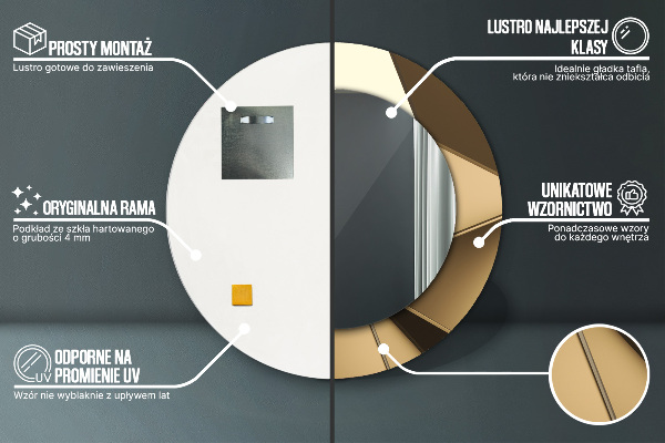 Ronde spiegel met bedrukte lijst Moderne abstractie