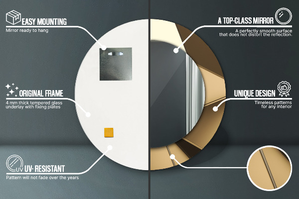 Ronde spiegel met bedrukte lijst Moderne abstractie