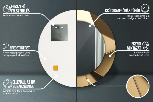 Ronde spiegel met bedrukte lijst Moderne abstractie