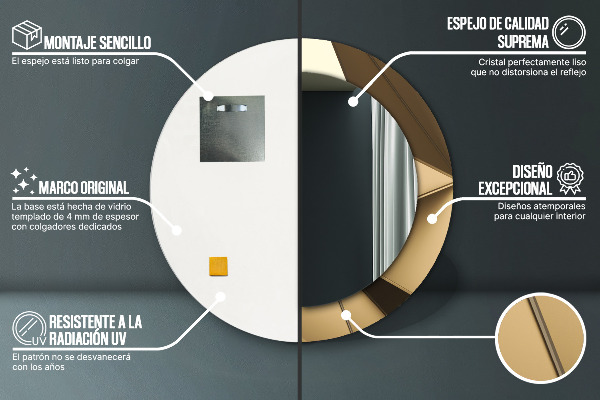 Ronde spiegel met bedrukte lijst Moderne abstractie