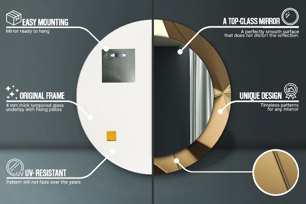 Ronde spiegel met bedrukte lijst Moderne abstractie