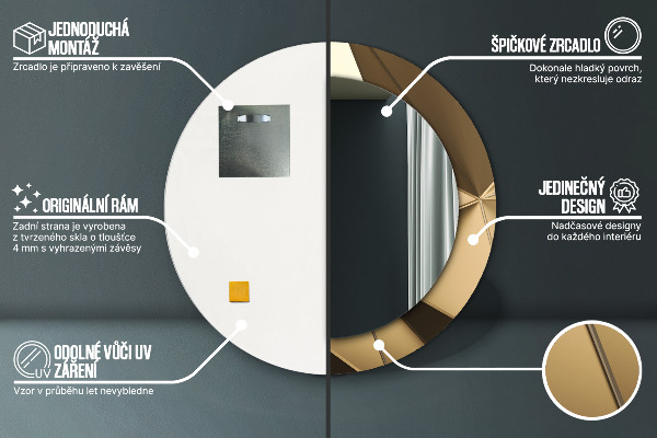 Ronde spiegel met bedrukte lijst Moderne abstractie