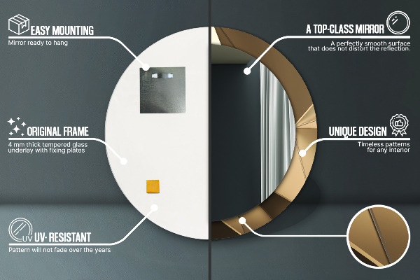 Ronde spiegel met bedrukte lijst Moderne abstractie
