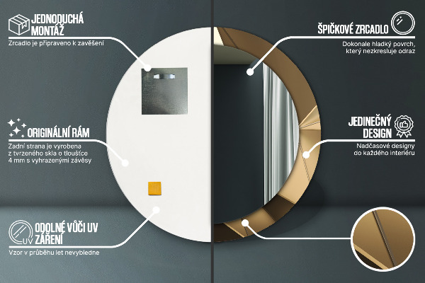 Ronde spiegel met bedrukte lijst Moderne abstractie