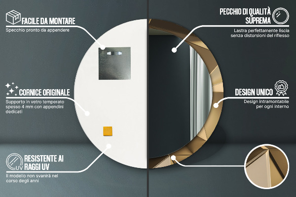 Ronde spiegel met bedrukte lijst Moderne abstractie