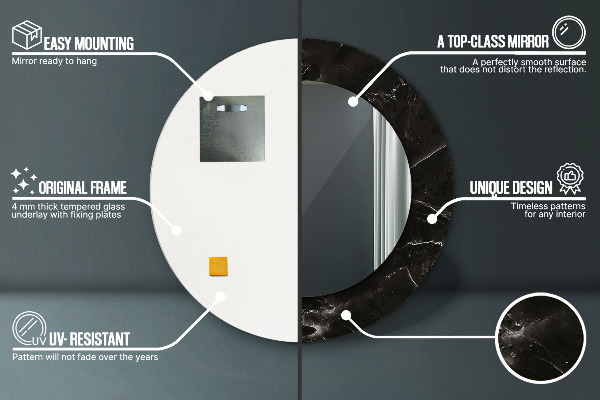 Ronde spiegel met bedrukte lijst Marmer