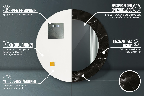 Ronde spiegel met bedrukte lijst Marmer