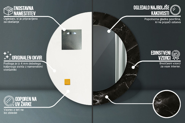 Ronde spiegel met bedrukte lijst Marmer