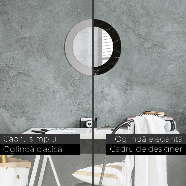 Ronde spiegel met bedrukte lijst Marmer