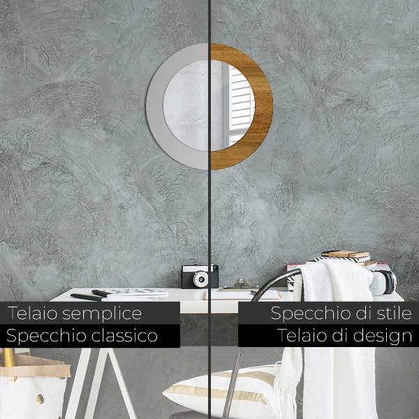 Ronde wandspiegel met print Rustiek eiken