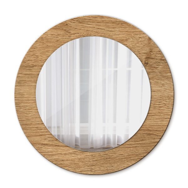 Ronde spiegel met decoratie Hout textuur