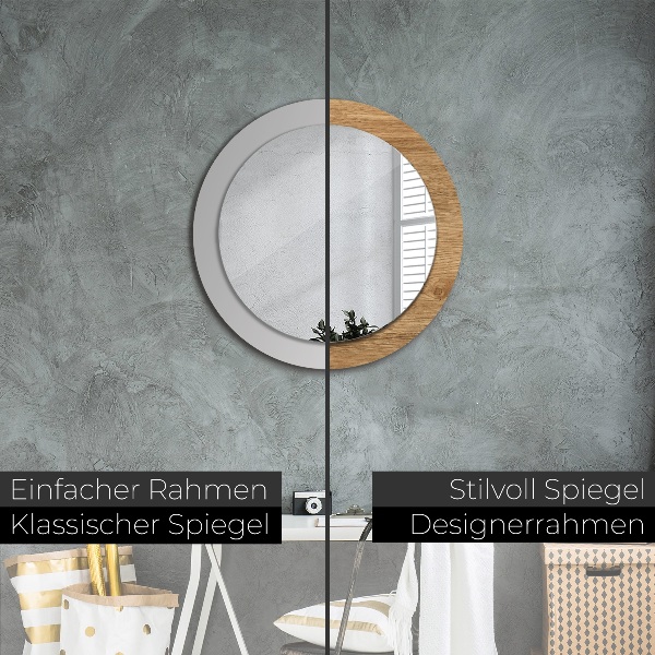 Ronde spiegel met decoratie Hout textuur