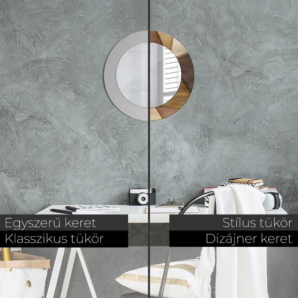 Bedrukte ronde spiegel Geometrisch 3D hout