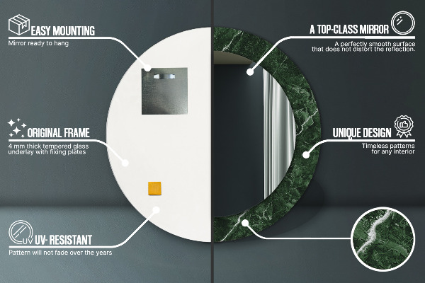 Ronde spiegel met decoratie Groen marmer