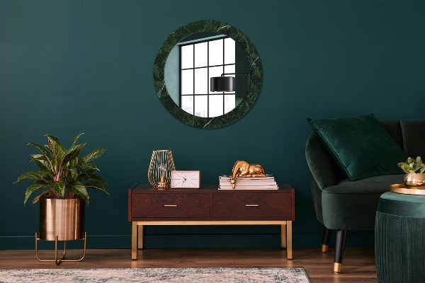 Ronde spiegel met decoratie Groen marmer